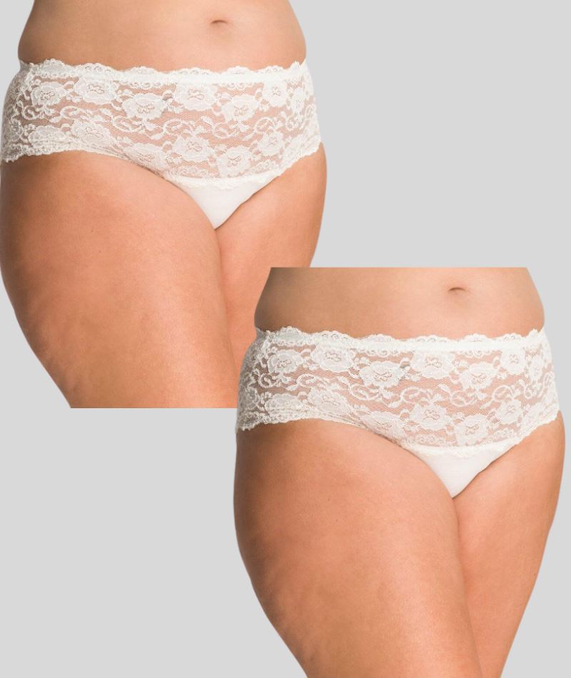 Ava & Audrey Greta Lace and Cotton Brief 2 Pack - Ivory