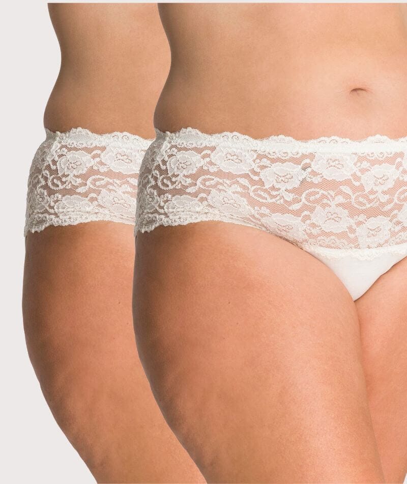 Ava & Audrey Greta Lace and Cotton Brief 2 Pack - Ivory