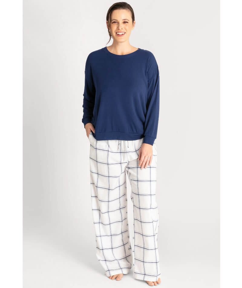 Ava & Audrey Amelia Brushed Cotton Pant - Ivory Sleep / Lounge 