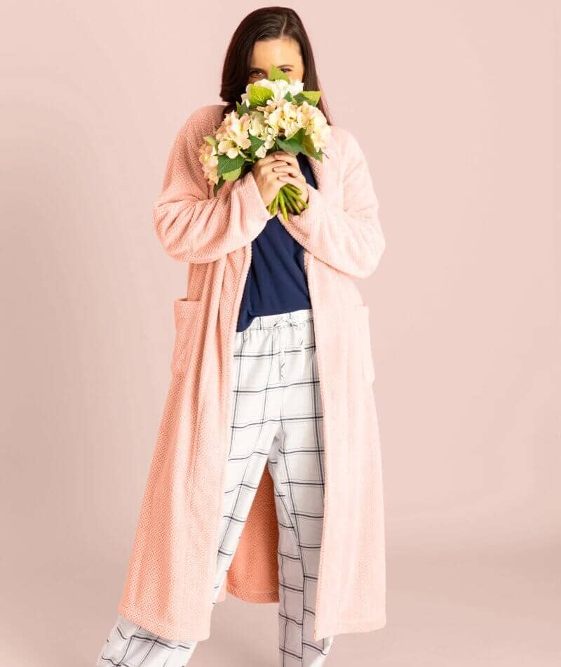 Ava & Audrey Betty Jacquard Fleece Robe - Blush Sleep / Lounge 