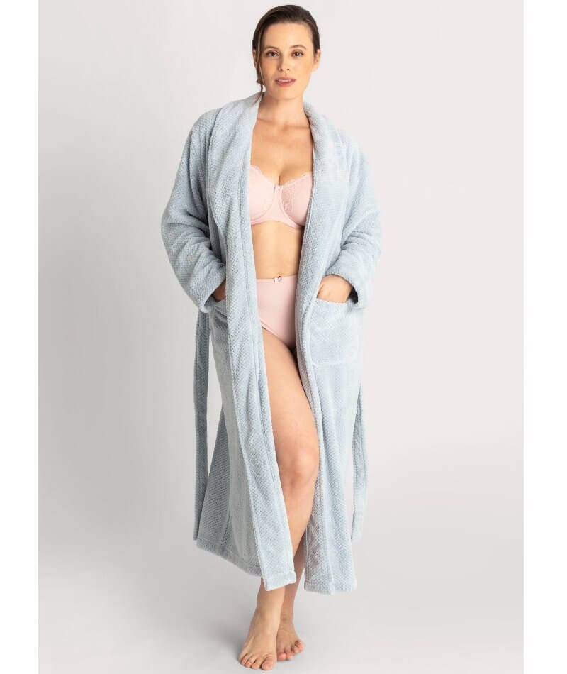 Ava & Audrey Betty Jacquard Fleece Robe - Denim Sleep / Lounge 