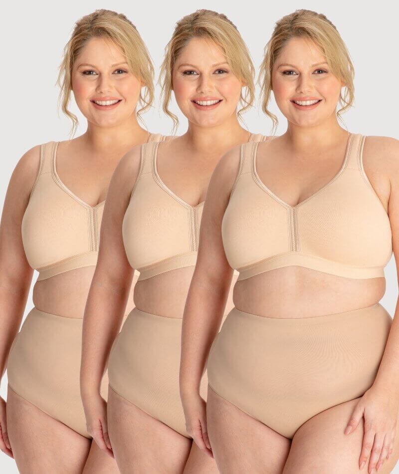 Ava & Audrey Faye Cotton Wire-free Support Bra 3 Pack - Frappe