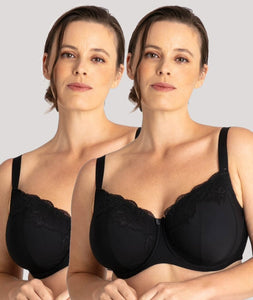 Ava & Audrey Jacqueline Full Cup Underwired Bra 2 Pack - Black