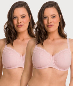 Ava & Audrey Jacqueline Full Cup Underwired Bra 2 Pack - Blush