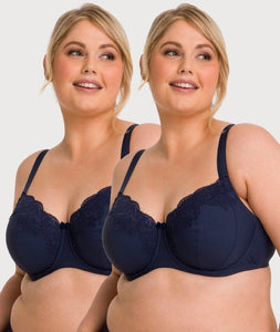 Ava & Audrey Jacqueline Full Cup Underwired Bra 2 Pack - Sapphire