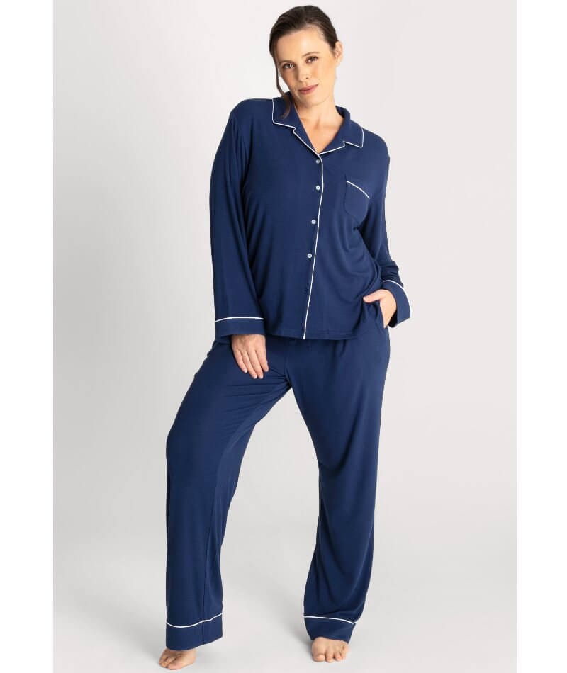 Ava & Audrey Maddison Knit Lounge PJ Set - Navy Sleep / Lounge 