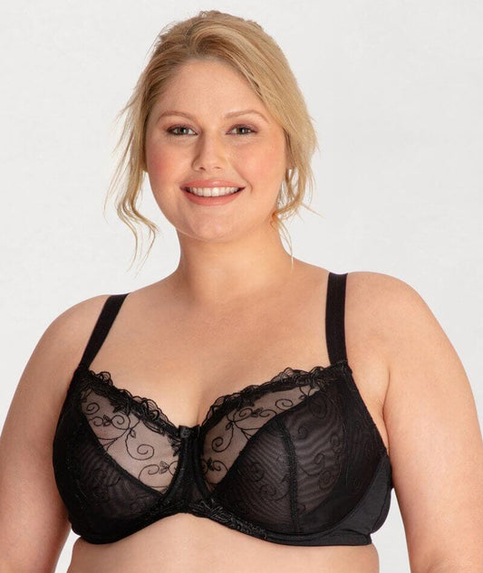 Ava & Audrey Elizabeth Embroidered Full Cup Underwired Bra - Black Bras 