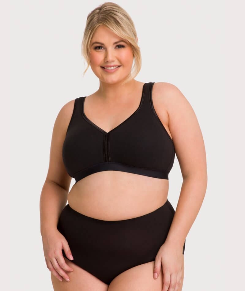 Ava & Audrey Faye Cotton Wire-free Support Bra - Black Bras 