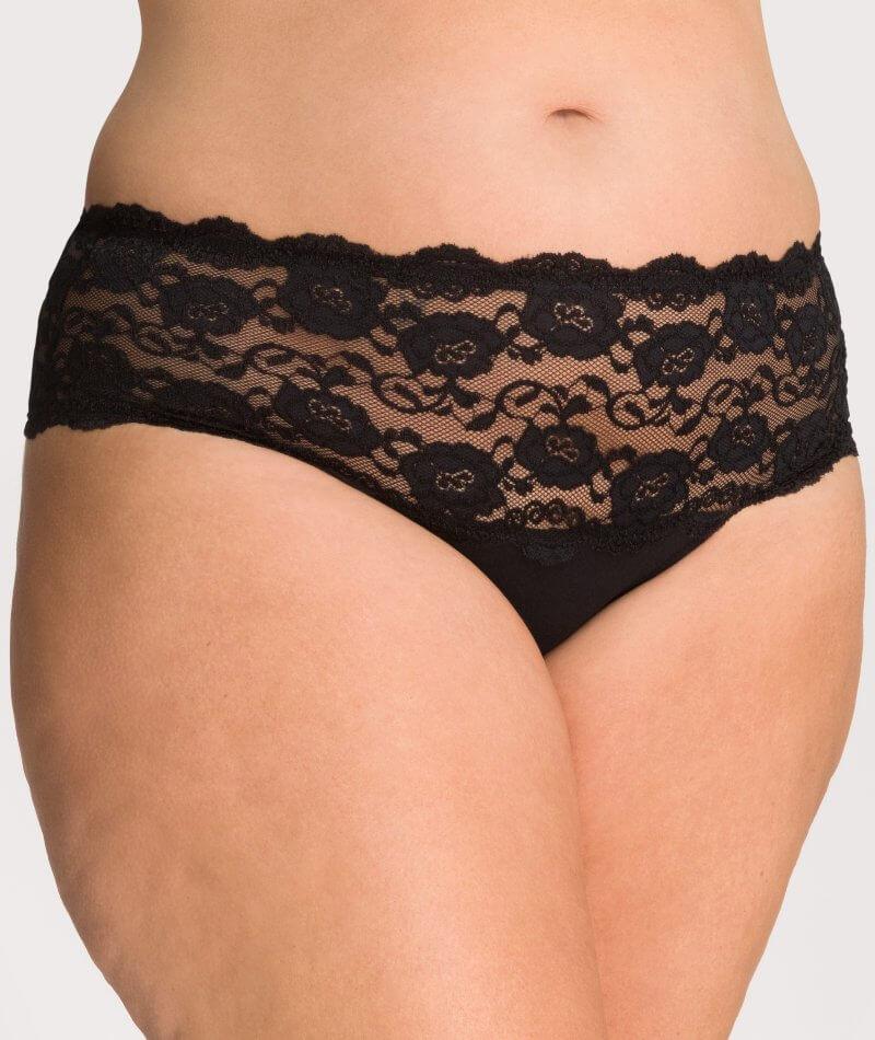 Ava & Audrey Greta Lace and Cotton Brief - Black