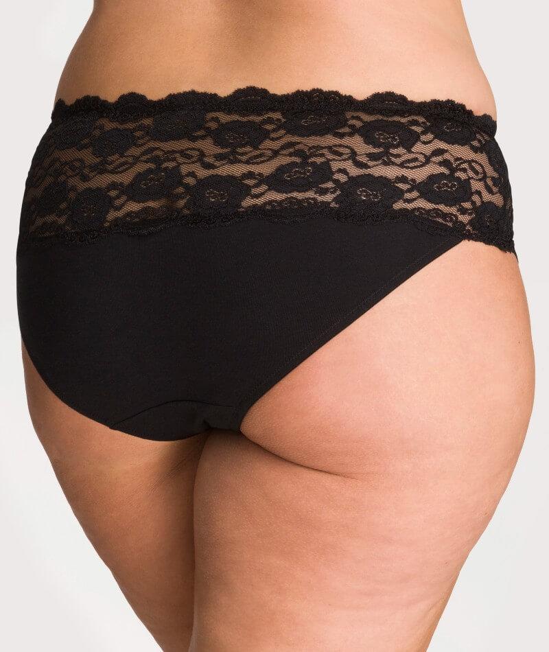 Ava & Audrey Greta Lace and Cotton Brief - Black Knickers 