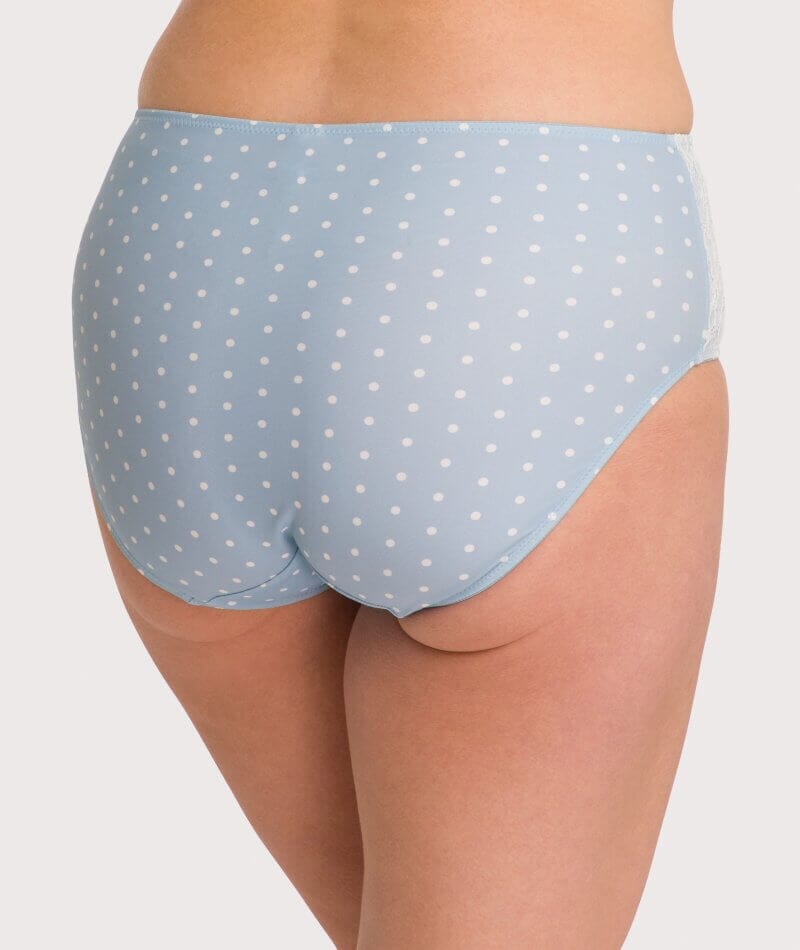 Ava & Audrey Jacqueline Full Brief with Lace - Blue/Ivory Knickers 