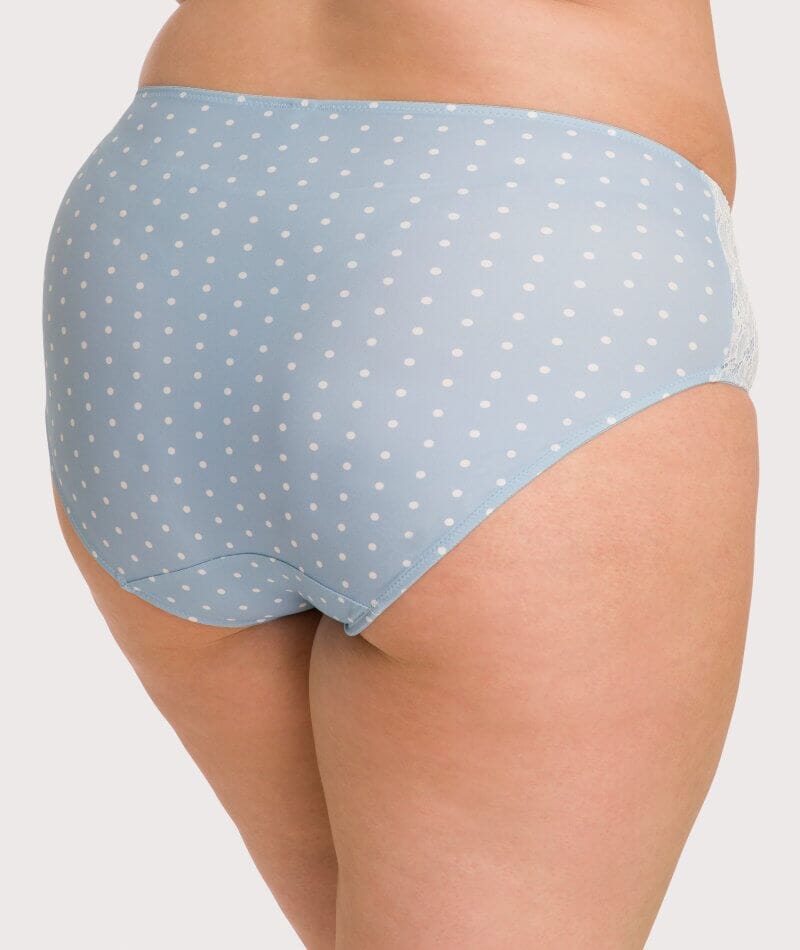 Ava & Audrey Jacqueline Full Brief with Lace - Blue/Ivory Knickers 