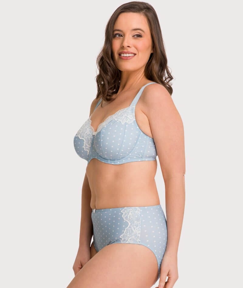 Ava & Audrey Jacqueline Full Brief with Lace - Blue/Ivory Knickers 