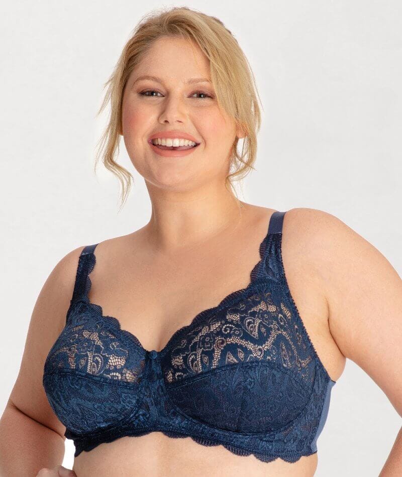 Ava & Audrey Lucille Lace Wire-free Bra - Navy Bras 