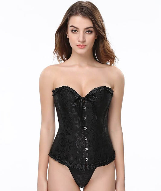 Curvy Lingerie Online Sexy Floral Corset Top - Black Corsets 